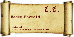 Bocke Bertold névjegykártya